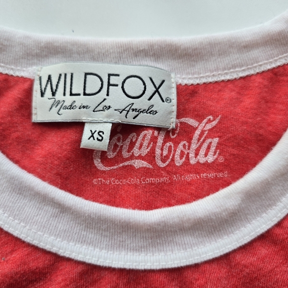 Wildfox x Coca Cola Distressed Ringer Tee Short Sleeves Size XS Made in USA - Picture 6 of 9